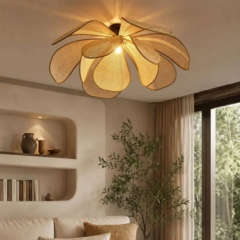 Plafonnier Rotin Fleur