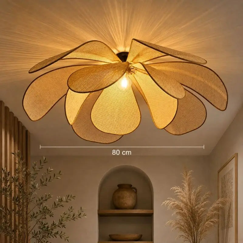 Plafonnier Rotin Fleur - 80 cm
