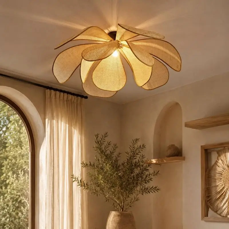 Plafonnier Rotin Fleur