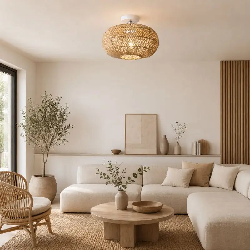 Plafonnier Rotin Salon - 40 x 25 cm