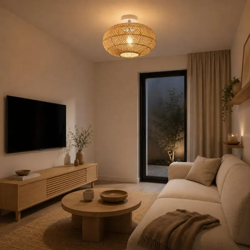 Plafonnier Rotin Salon - 40 x 25 cm