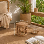 Pouf Artisanal en Rotin - 30 x 30 cm
