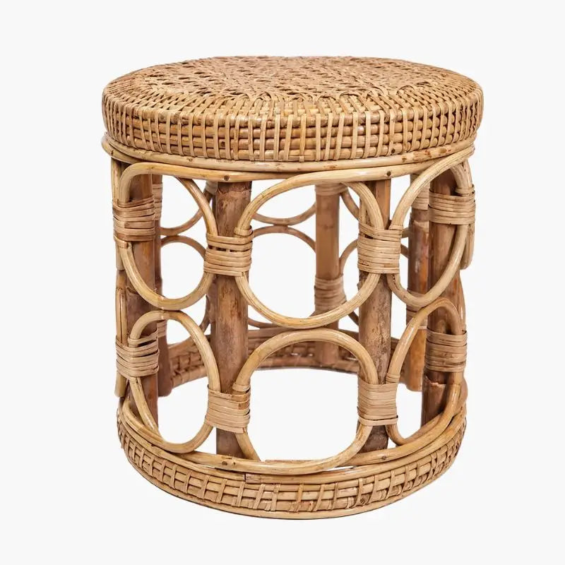 Pouf Artisanal en Rotin - 30 x 30 cm