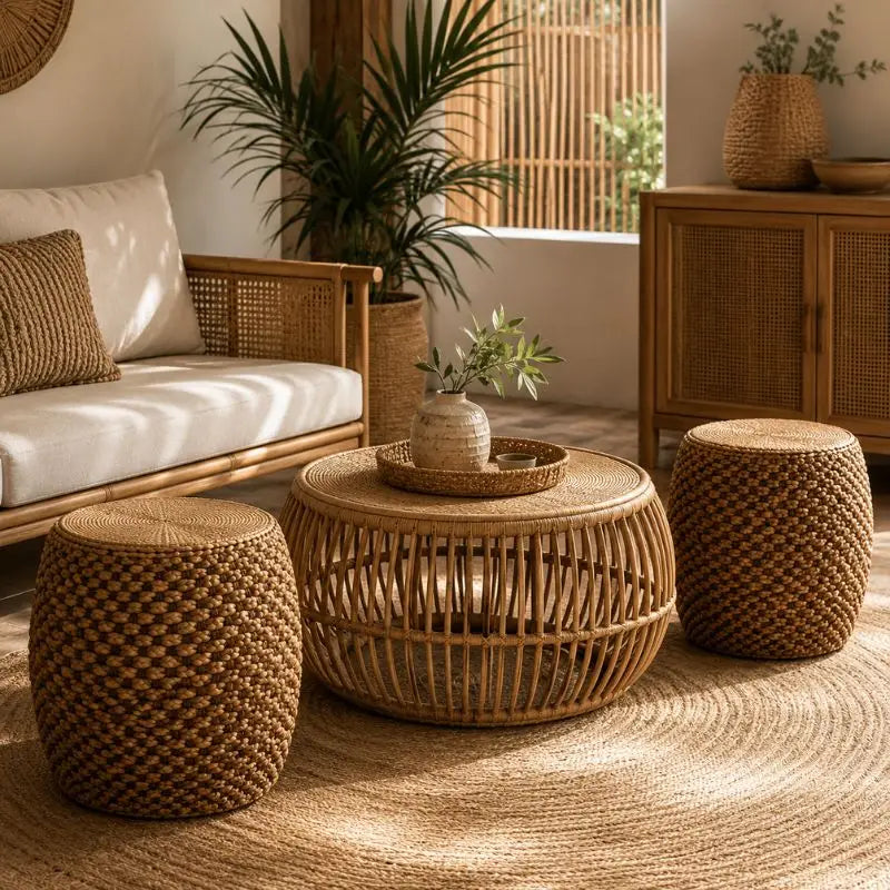 Pouf d’Appoint en Rotin