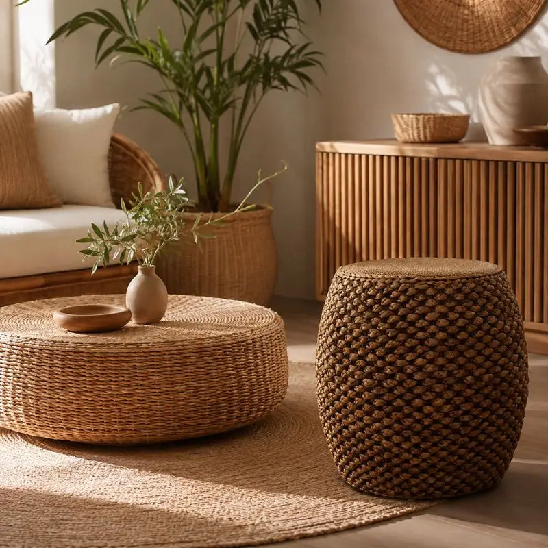 Pouf d’Appoint en Rotin