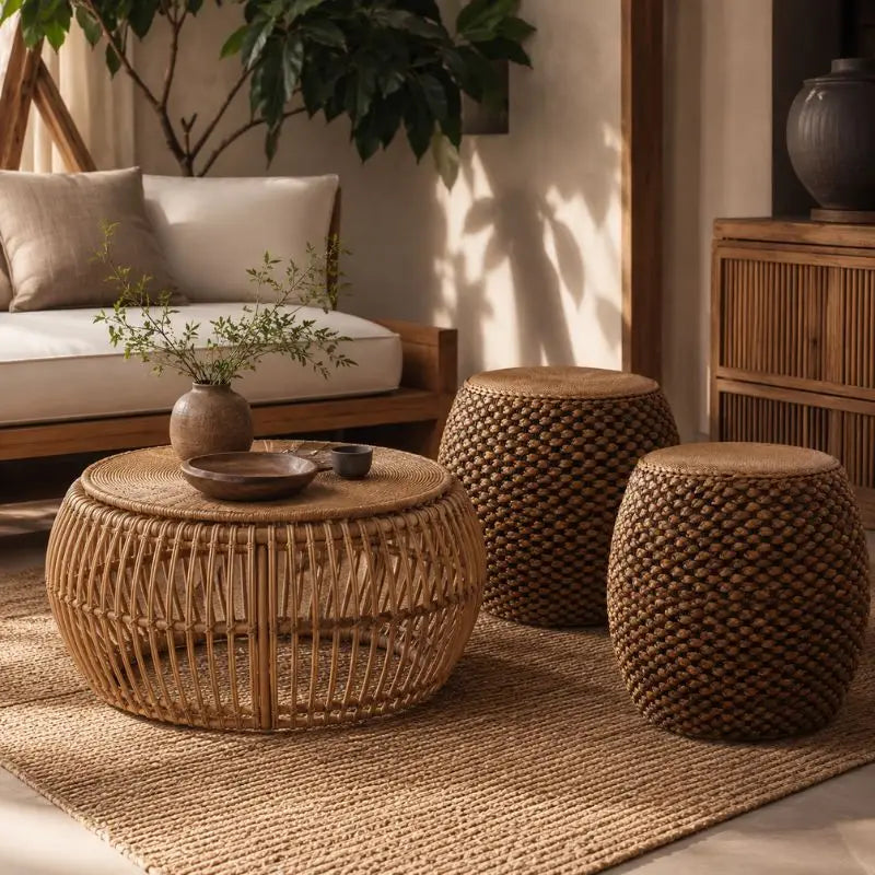 Pouf d’Appoint en Rotin