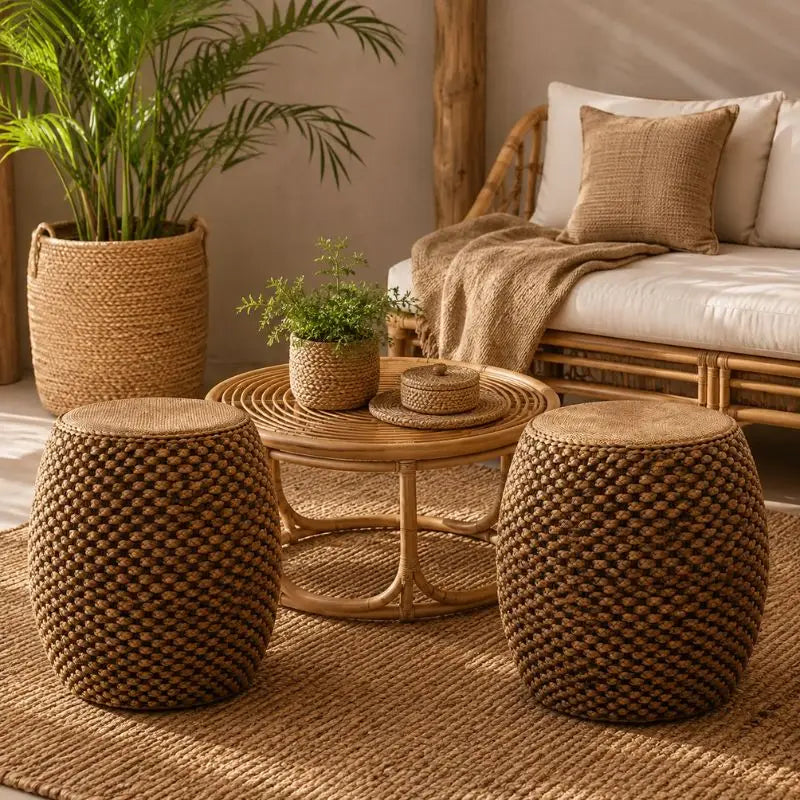 Pouf d’Appoint en Rotin