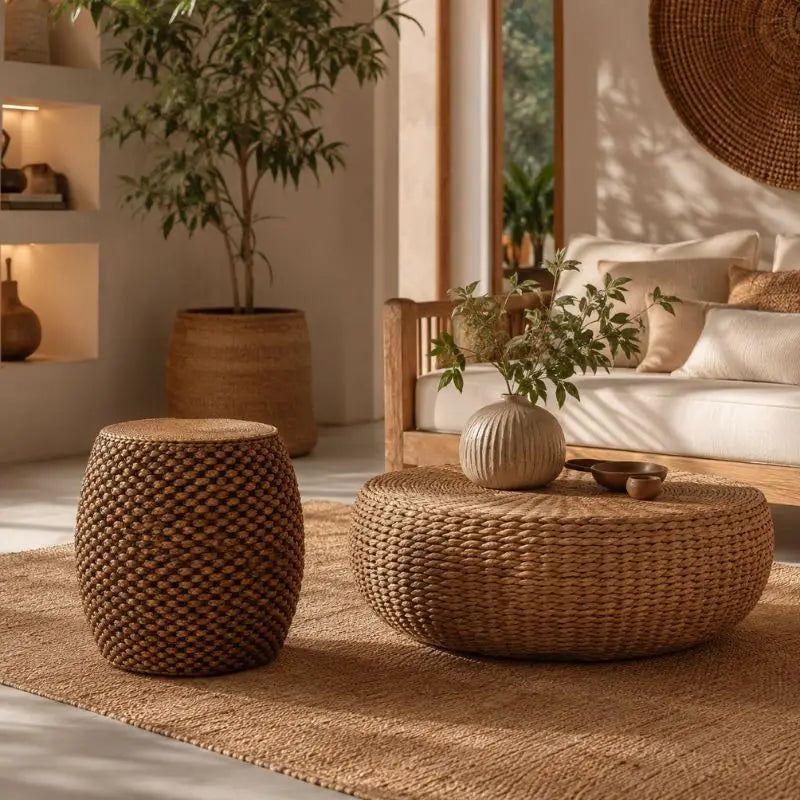 Pouf d’Appoint en Rotin