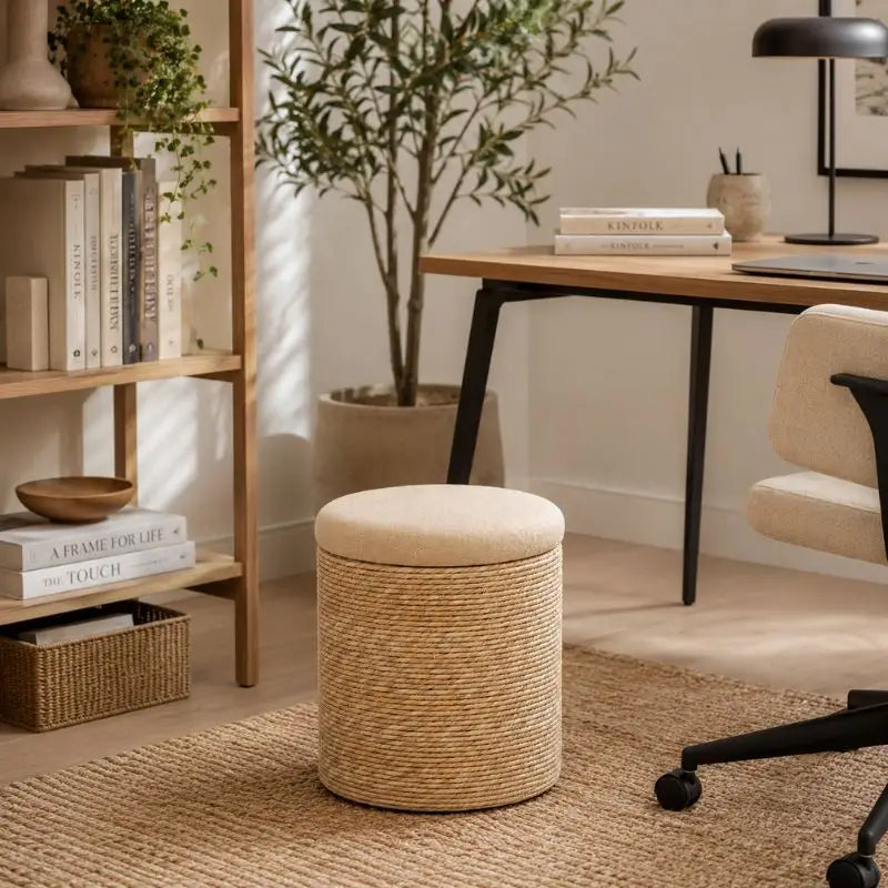 Pouf en Rotin avec Coussin