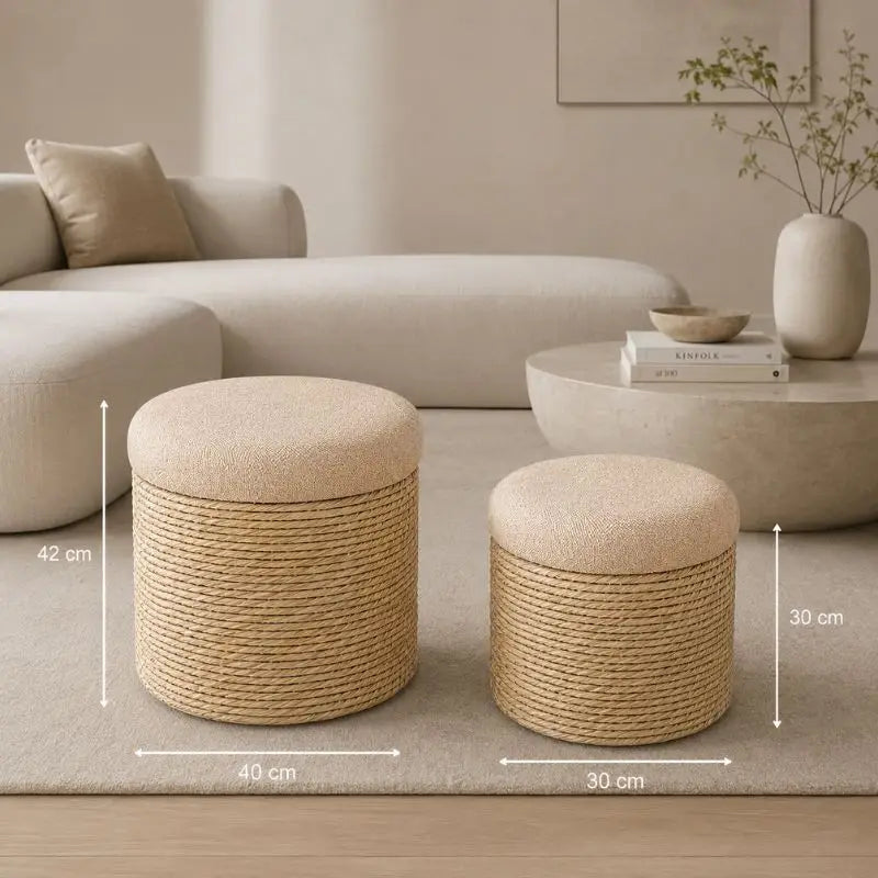 Pouf en Rotin avec Coussin