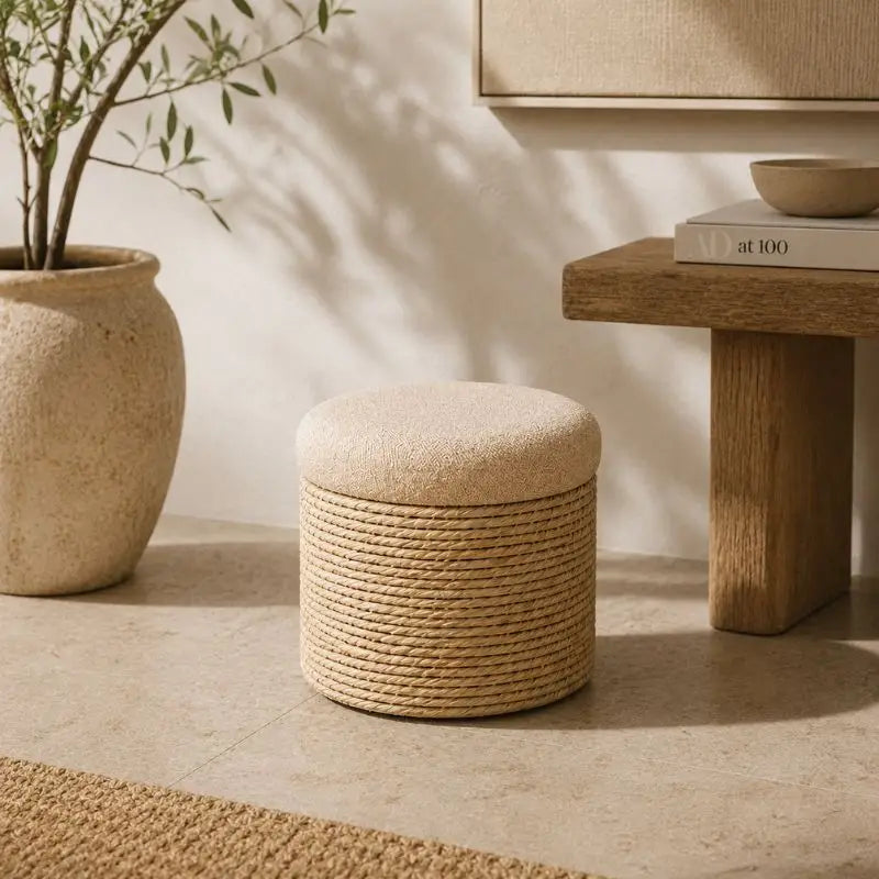 Pouf en Rotin avec Coussin