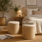 Pouf en Rotin avec Coussin