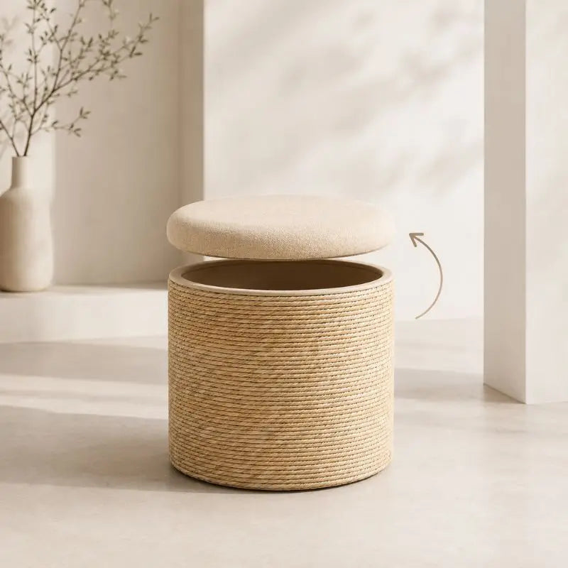 Pouf en Rotin avec Coussin