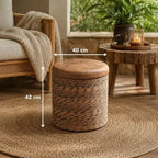 Pouf en Rotin avec Rangement - 40 x 42 cm