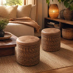Pouf en Rotin avec Rangement