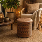 Pouf en Rotin avec Rangement