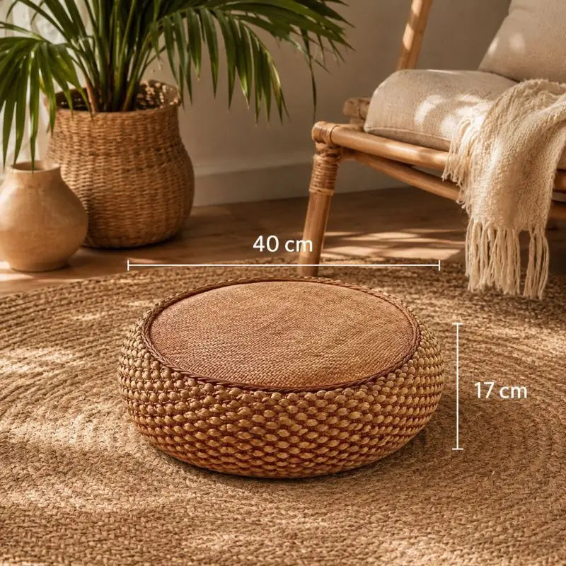 Pouf en Rotin Rond - 40 x 17 cm