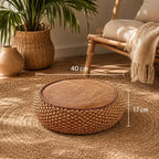 Pouf en Rotin Rond - 40 x 17 cm
