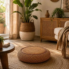 Pouf en Rotin Rond - 40 x 17 cm