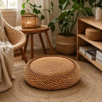 Pouf en Rotin Rond - 40 x 17 cm