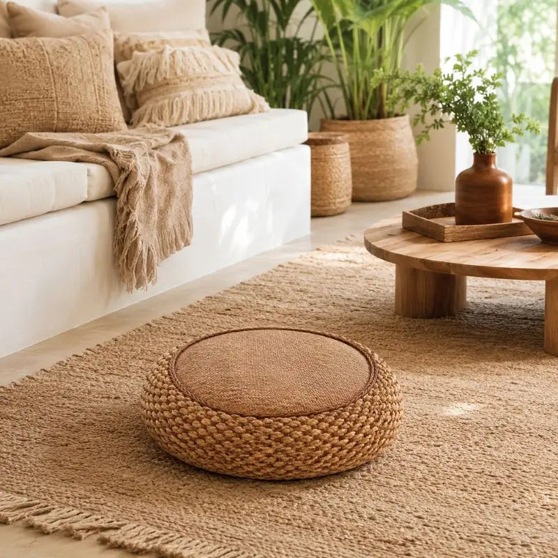 Pouf en Rotin Rond - 40 x 17 cm