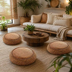 Pouf en Rotin Rond - 40 x 17 cm