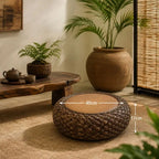 Pouf Rotin Noir - 40 cm