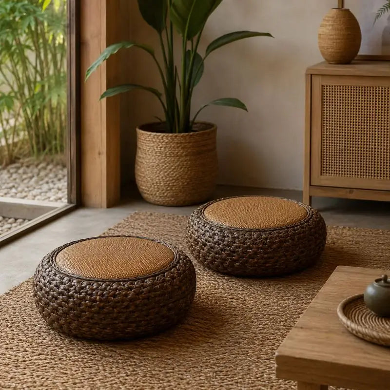 Pouf Rotin Noir
