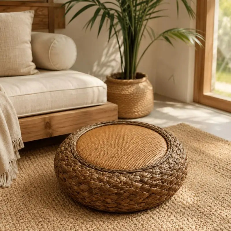 Pouf Rotin Noir