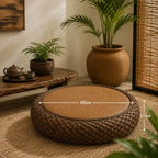 Pouf Rotin Noir - 60 cm