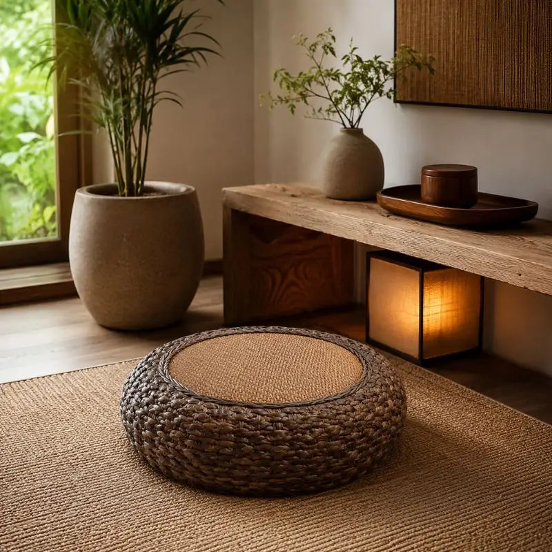 Pouf Rotin Noir