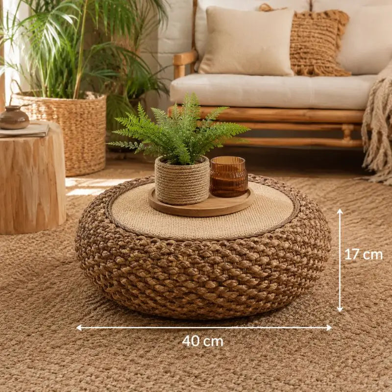 Pouf Rotin Rond - 40 x 17 cm