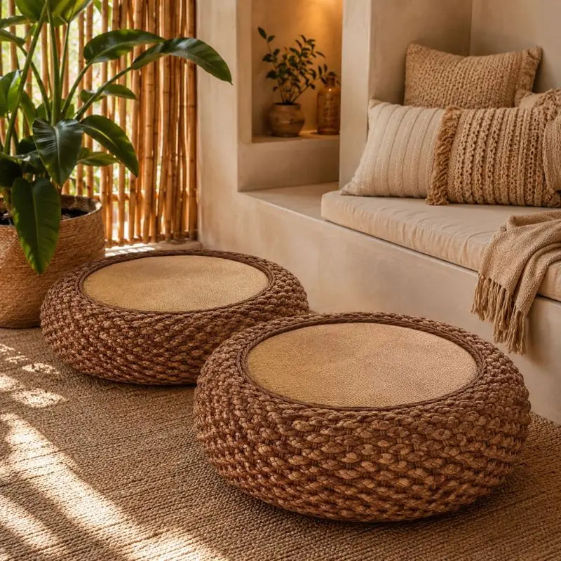 Pouf Rotin Rond