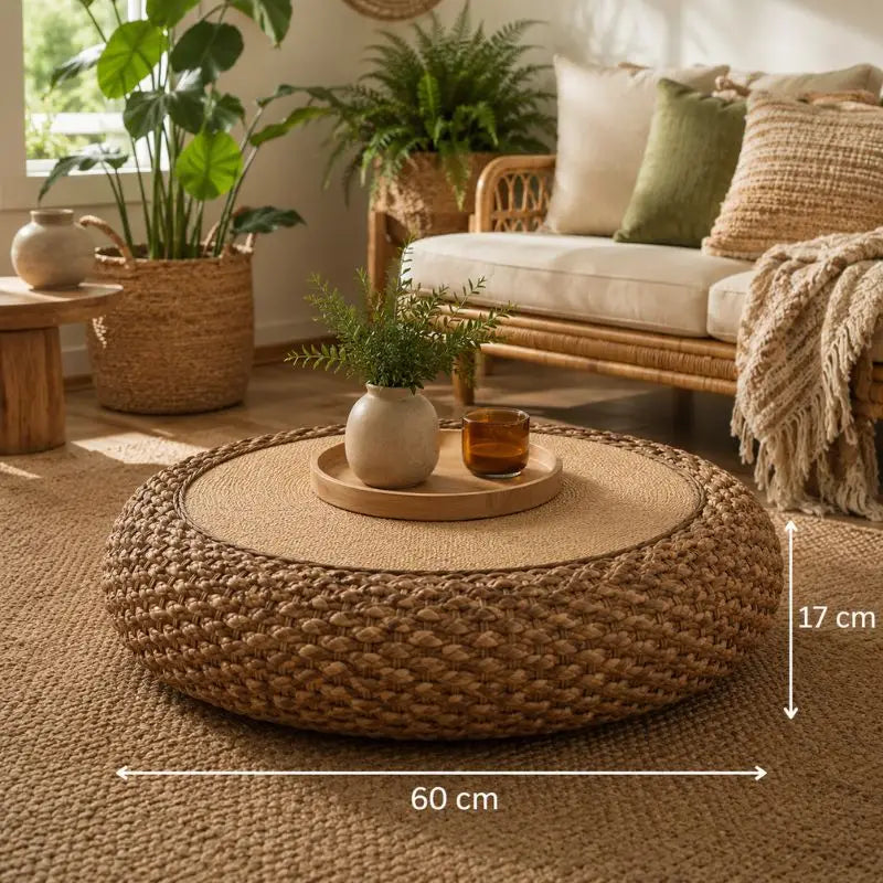Pouf Rotin Rond - 60 x 17 cm