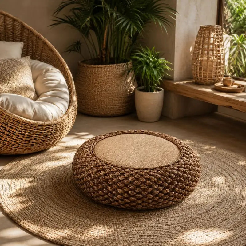 Pouf Rotin Rond