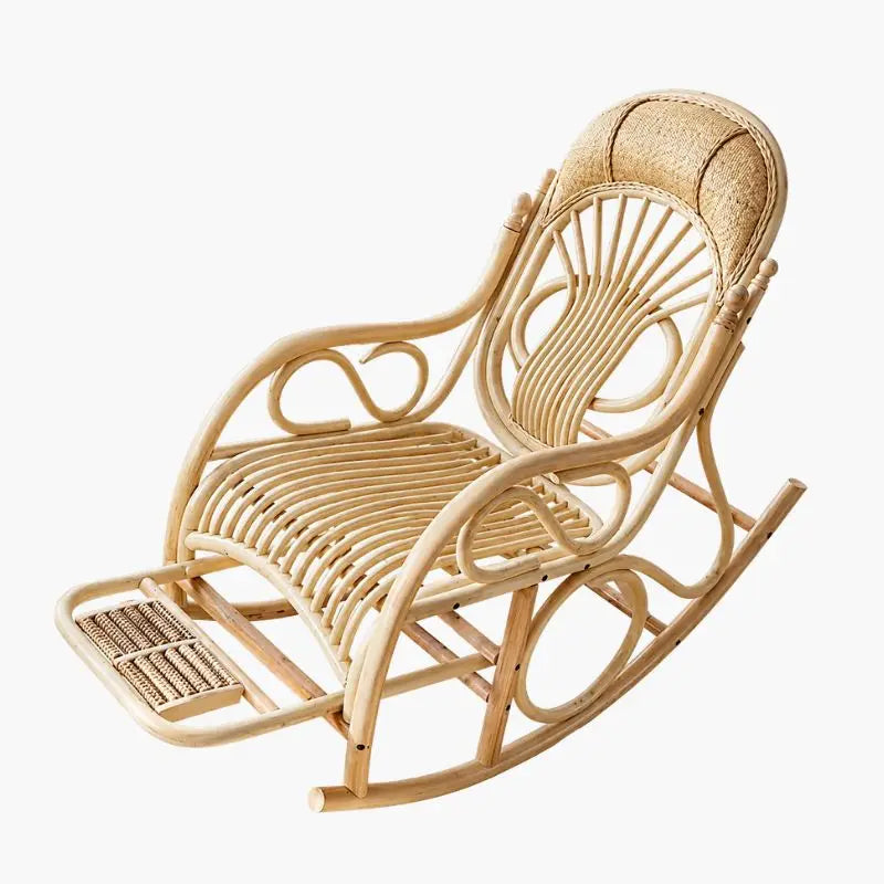 Rocking Chair Rotin Vintage - 115 × 58 × 93 cm