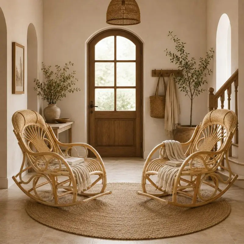 Rocking Chair Rotin Vintage - 115 × 58 × 93 cm
