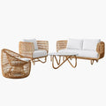 Salon de Jardin en Rotin - 2 fauteuils + 1 canapé + 1 table basse
