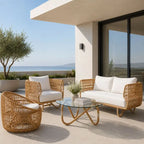 Salon de Jardin en Rotin - 2 fauteuils + 1 canapé + 1 table basse