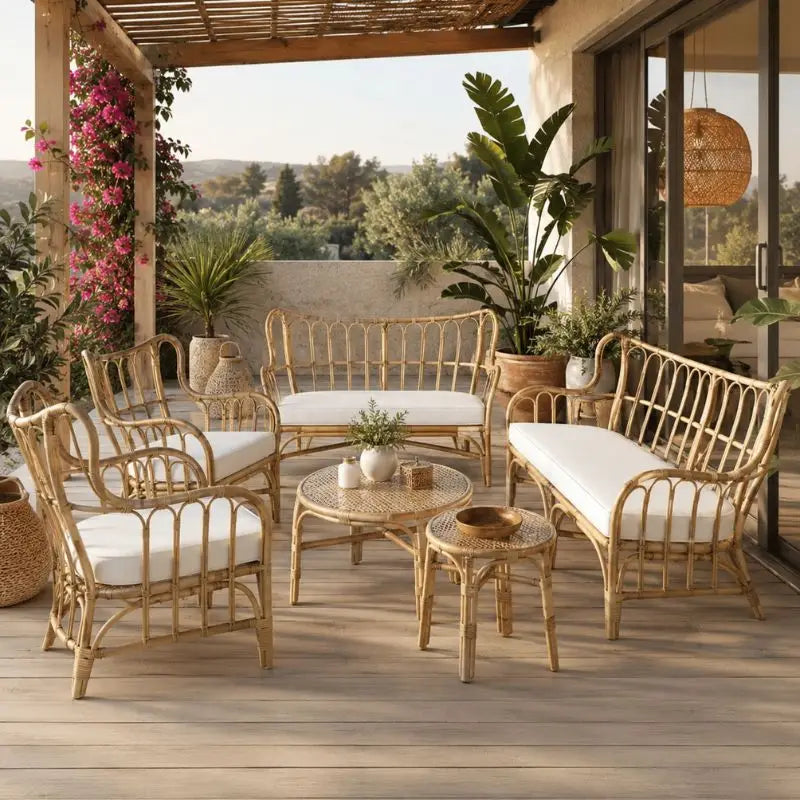Salon de Jardin Rotin Naturel
