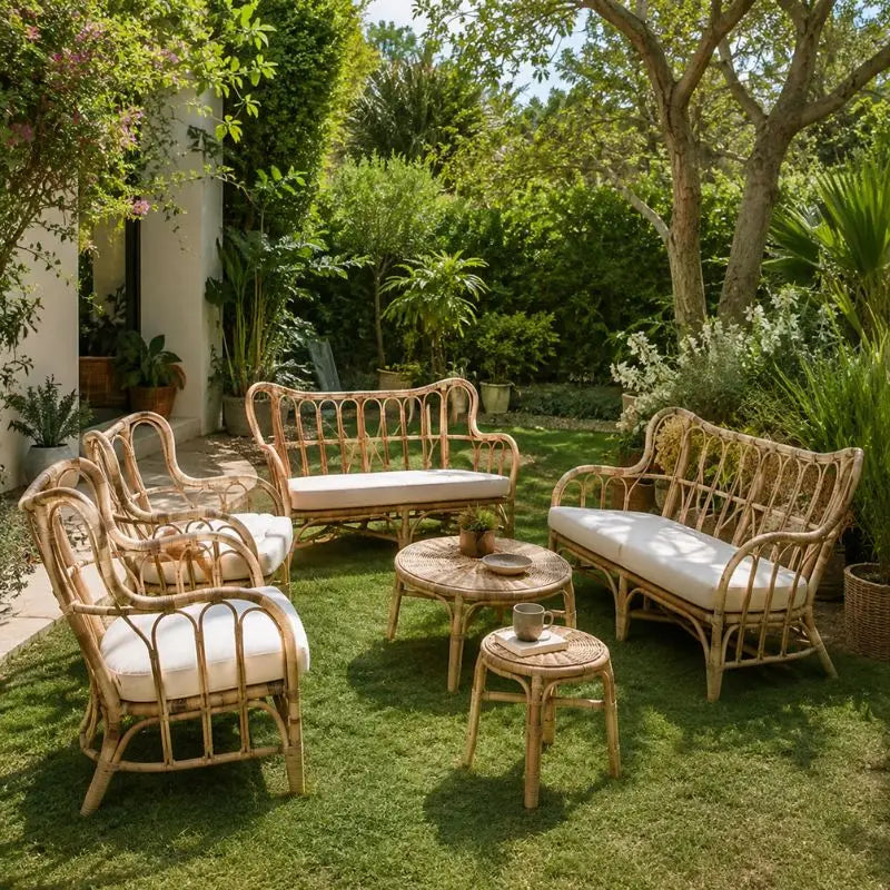 Salon de Jardin Rotin Naturel