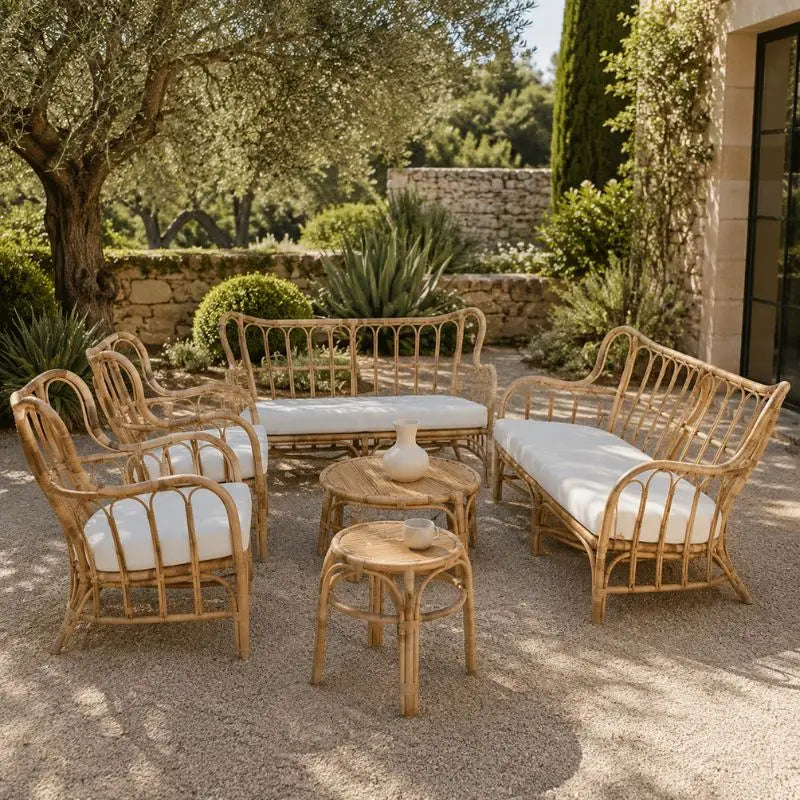 Salon de Jardin Rotin Naturel