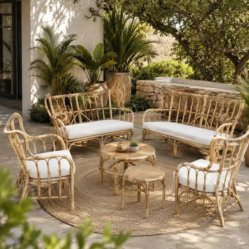 Salon de Jardin Rotin Naturel