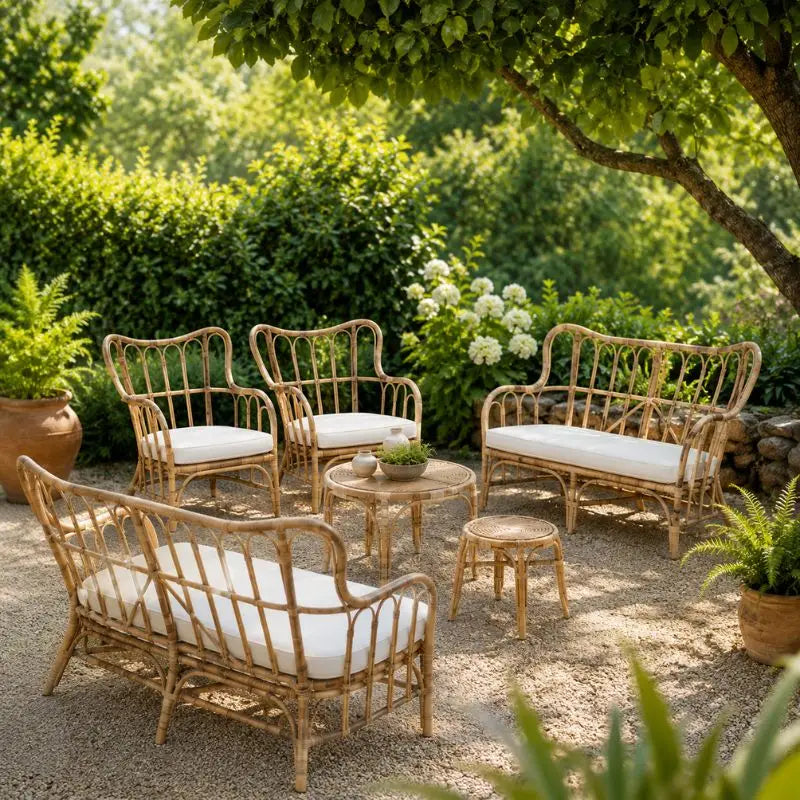 Salon de Jardin Rotin Naturel 