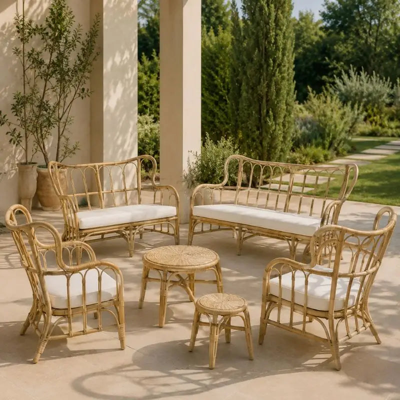 Salon de Jardin Rotin Naturel