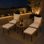 Salon de Jardin Rotin Synthétique - 1 petite table + 2 chaises + 2 tabourets