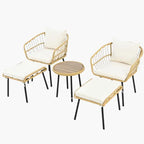 Salon de Jardin Rotin Synthétique - 1 petite table + 2 chaises + 2 tabourets