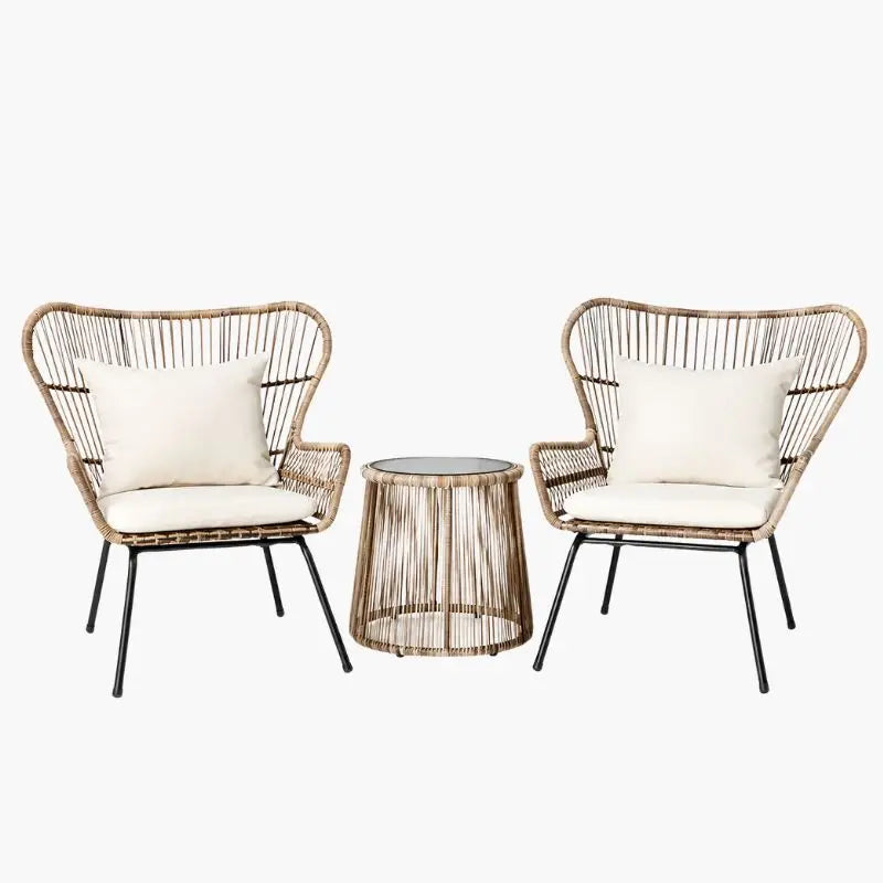 Salon Rotin Véranda - 2 fauteuils + 1 table basse
