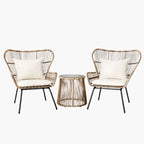 Salon Rotin Véranda - 2 fauteuils + 1 table basse