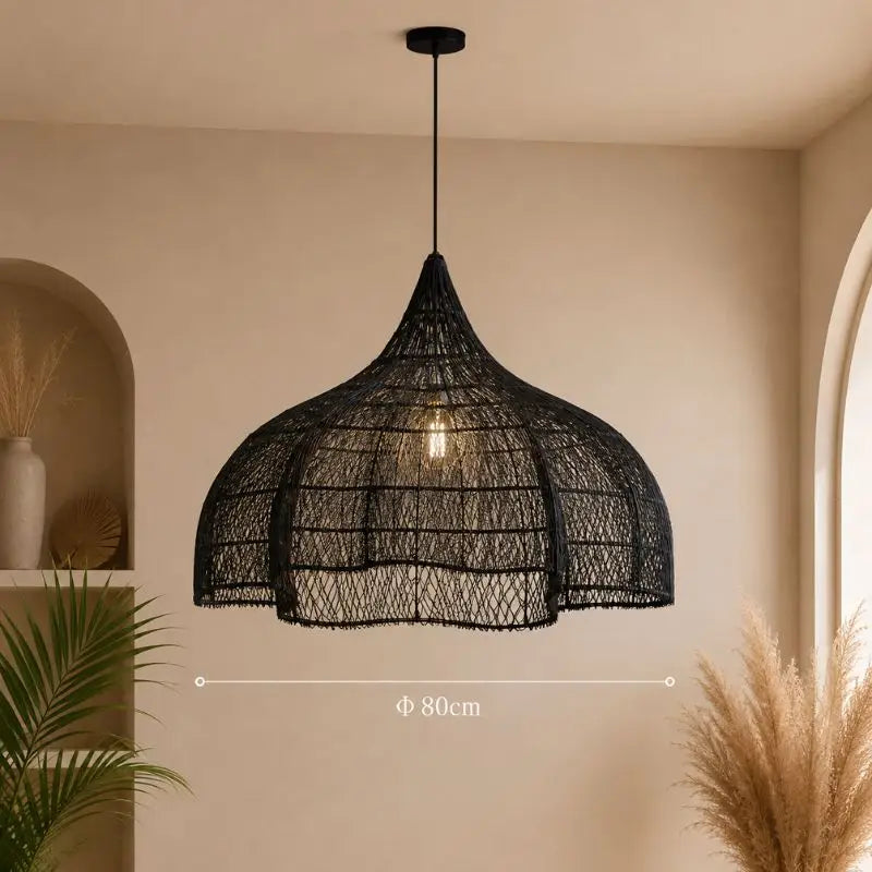 Suspension Bohème Chic Rotin - Noir - 80 cm
